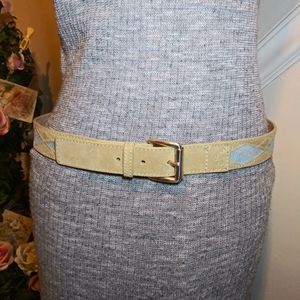 MICHAEL Michael Kors Beige and Blue Belt. Argyle pattern.
